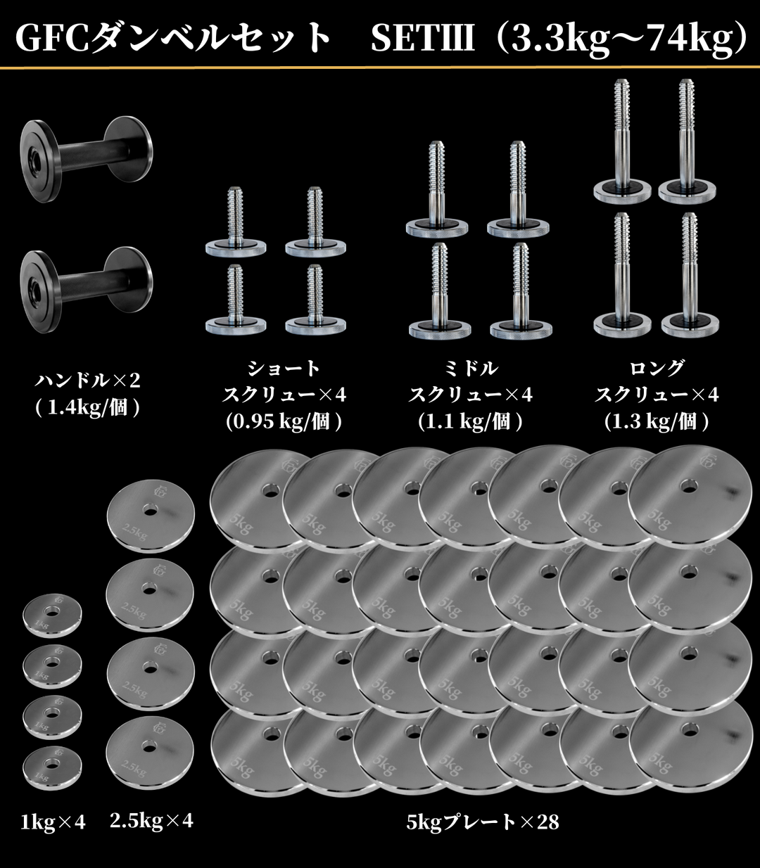 GFCダンベルセット SETⅢ（MAX74kg） – GentlemanFitnessClub